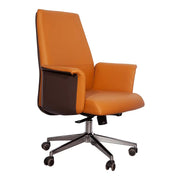 PU Leather Low Back Office Chair - Light Brown-GCC Home Center