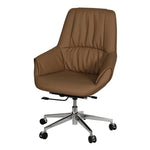 Load image into Gallery viewer, PU Leather Low Back Office Chair With Height Adjustable And Arm Rest - Brown-GCC Home Center