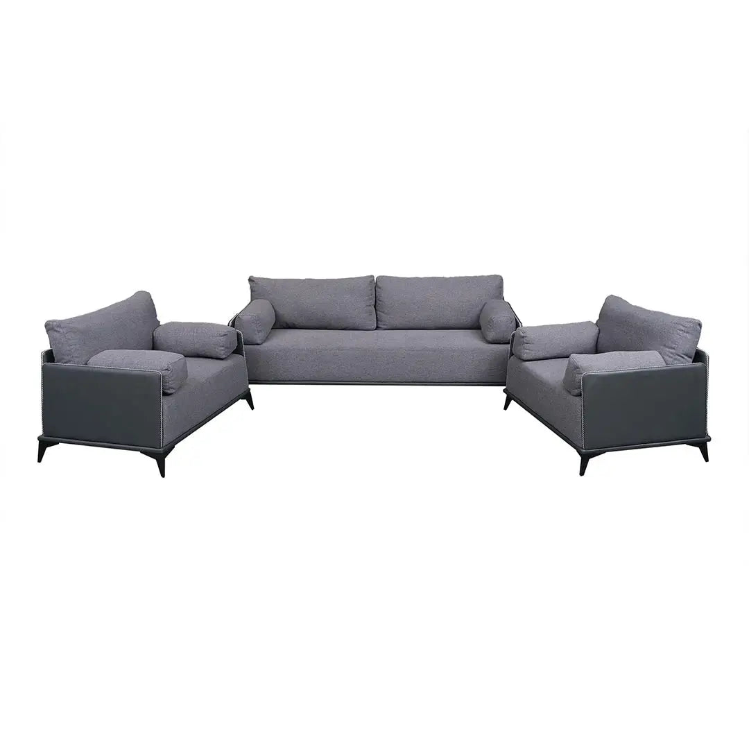 PU Leather Office Sofa Set With Metal Legs - Grey-GCC Home Center