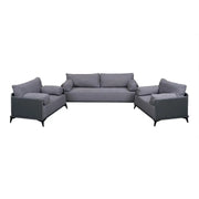 PU Leather Office Sofa Set With Metal Legs - Grey-GCC Home Center