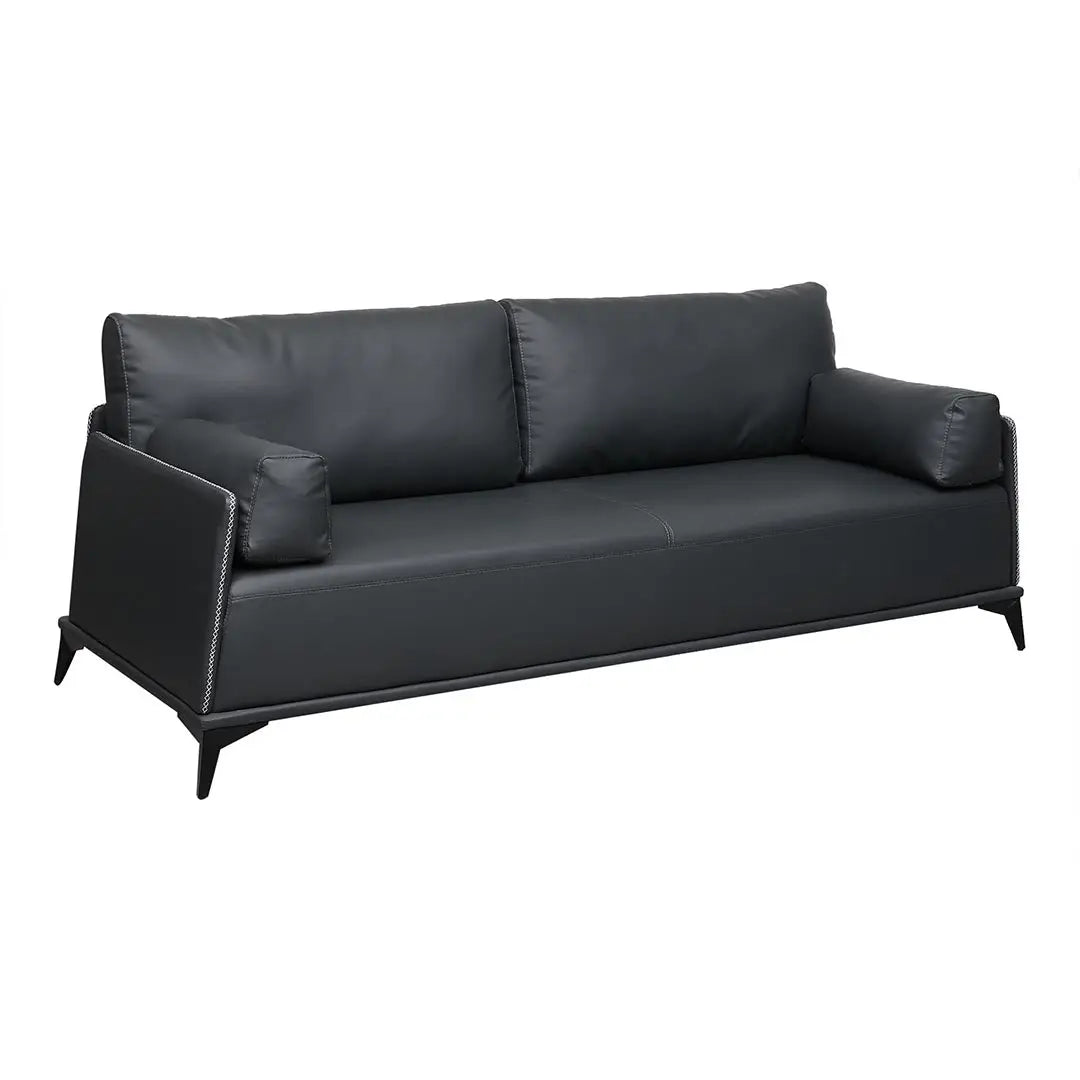 PU Leather Office Sofa Set With Metal Legs - Grey-GCC Home Center