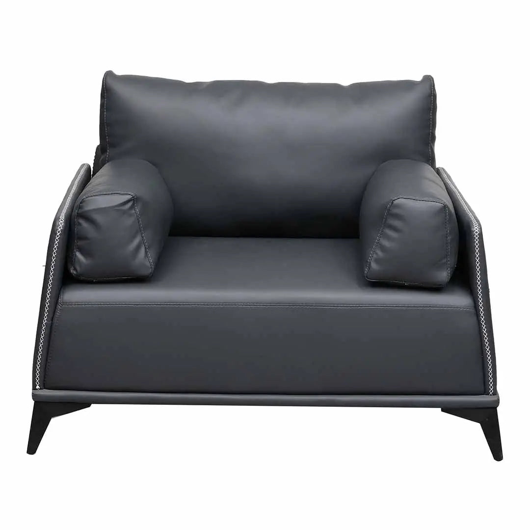 PU Leather Office Sofa Set With Metal Legs - Grey-GCC Home Center