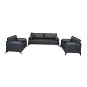 PU Leather Office Sofa Set With Metal Legs - Grey-GCC Home Center