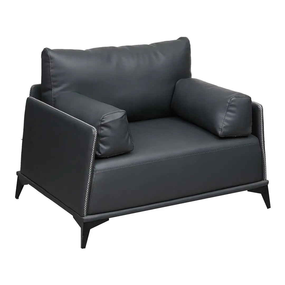PU Leather Office Sofa Set With Metal Legs - Grey-GCC Home Center