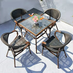 Load image into Gallery viewer, Rattan Outdoor Square Dining Table with Glass Top