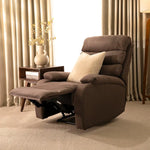Load image into Gallery viewer, Recliner Chair – Brown | 1-Seater Fabric Recliner with Adjustable Backrest &amp; Footrest