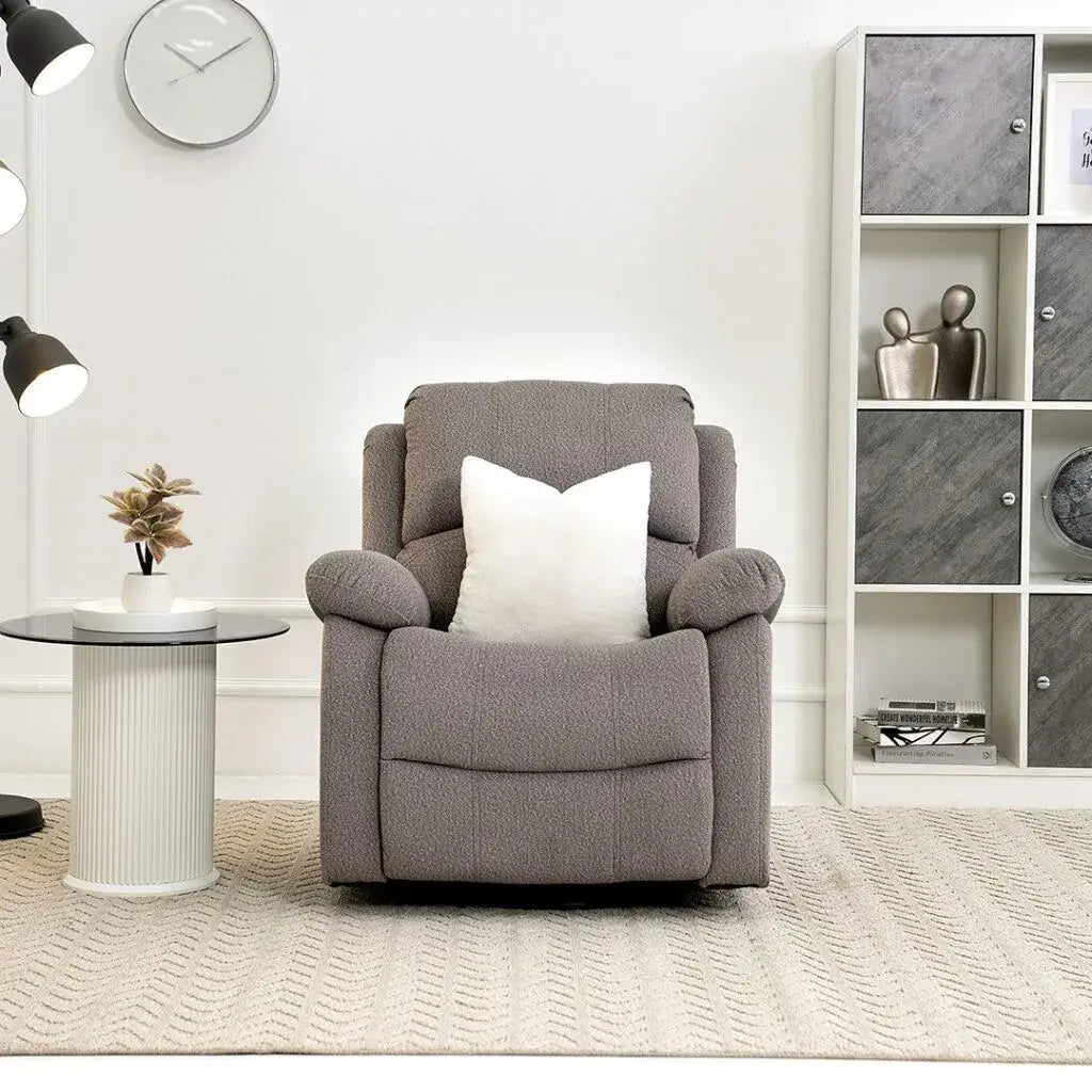 Recliner Chair – Fabric 1-Seater with Adjustable Backrest, Footrest & Swivel Feature