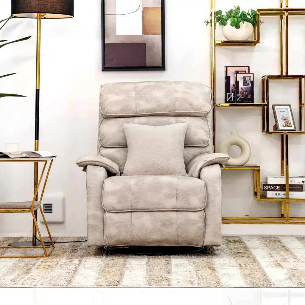 Recliner Sofa – Single Seater Fabric Recliner with Metal & Wood Frame | Soft Cushion Seating