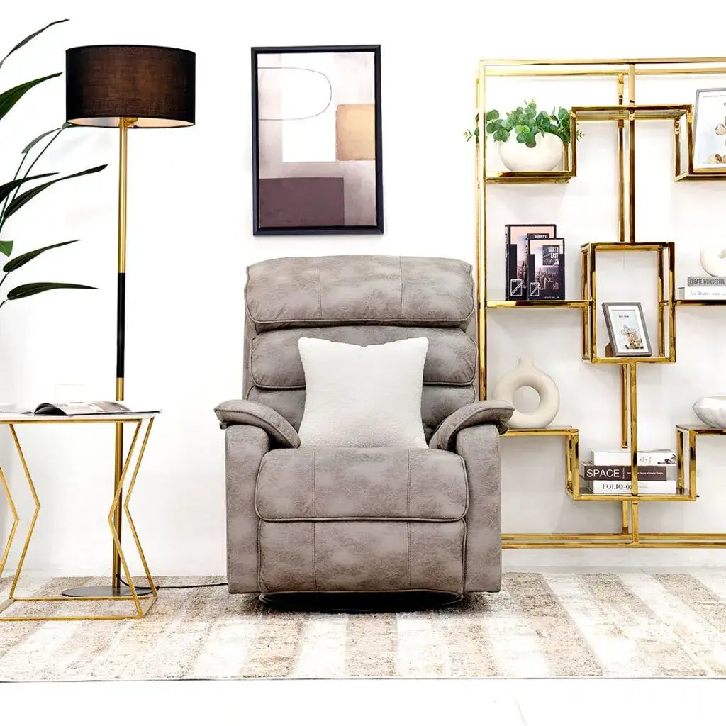 Recliner Sofa – Single Seater Fabric Recliner with Metal & Wood Frame | Soft Cushion Seating
