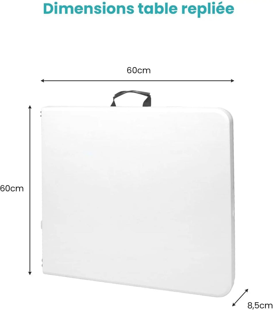 Rectangular Folding Table - 120x60x74cm HDPE 3.5cm Thick,120cm White