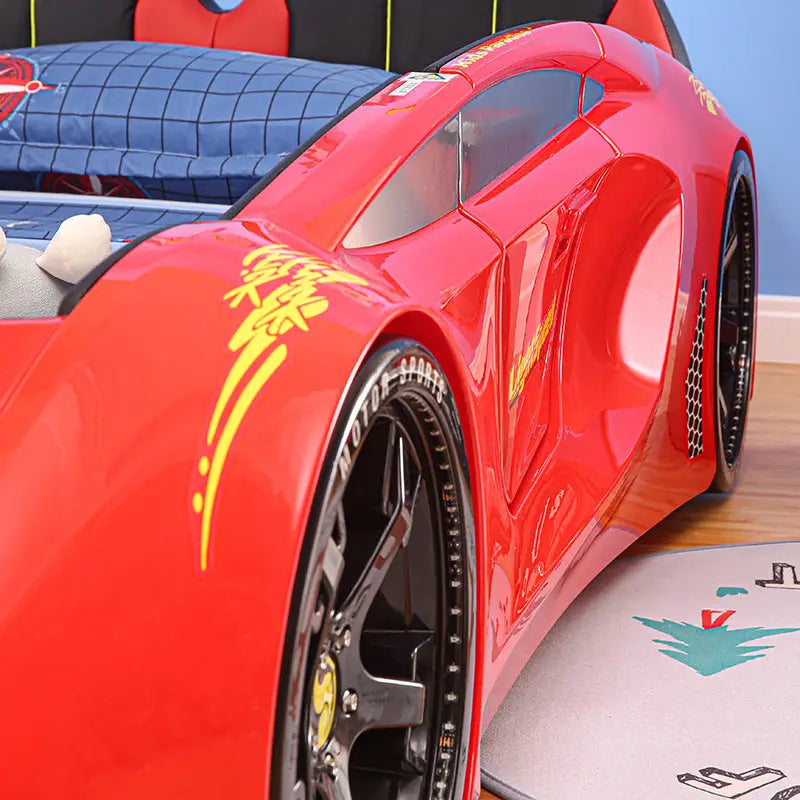 Red Car Beds LED Light Girl Children Desk with Music for Boy Race Car Kids Bed Storage Modern Wholesale Double Full Size