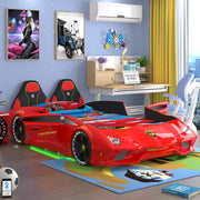 Red Car Beds LED Light Girl Children Desk with Music for Boy Race Car Kids Bed Storage Modern Wholesale Double Full Size