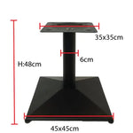 Load image into Gallery viewer, Black metal restaurant table with short square pyramid base 45x45cm bottom 35x35cm top 48cm height