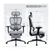 rgonomic Grey Mesh Office Chair with Lumbar Support, 4D Armrests & Adjustable Features - Executive Desk Chair for Home & Office-GCC Home Center