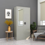 Load image into Gallery viewer, RIGID Steel Home Cupboard with Clothes-Hanging Space Shelving and Front Door Mirror (White)-GCC Home Center