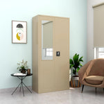 Load image into Gallery viewer, RIGID Steel Home Cupboard with Clothes-Hanging Space Shelving and Front Door Mirror (White)-GCC Home Center