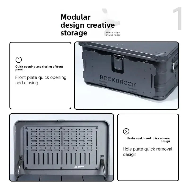 ROCKBROOK Outdoor Camping Aluminum-magnesium Alloy Storage Box Modified Box Camping Large Capacity with Tripod Aluminum Box 50L