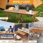 Load image into Gallery viewer, Roll-Up Metal Folding Table For Outdoor Events with Carry Bag – Brown, 120 x 60 cm