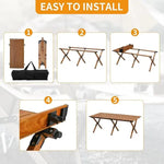 Load image into Gallery viewer, Roll-Up Metal Folding Table For Outdoor Events with Carry Bag – Brown, 120 x 60 cm