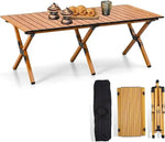 Load image into Gallery viewer, Roll-Up Metal Folding Table For Outdoor Events with Carry Bag – Brown, 120 x 60 cm