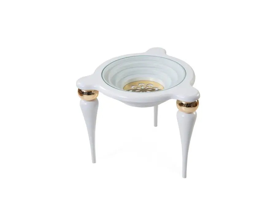 Round Center Table With Tempered Glass Top - White Gold