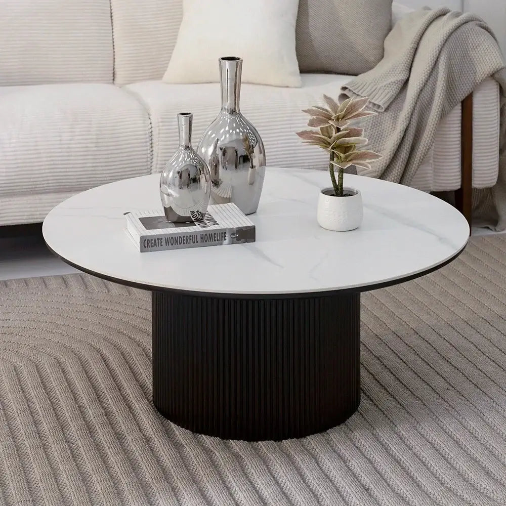 Round Coffee Table – Black & Off White