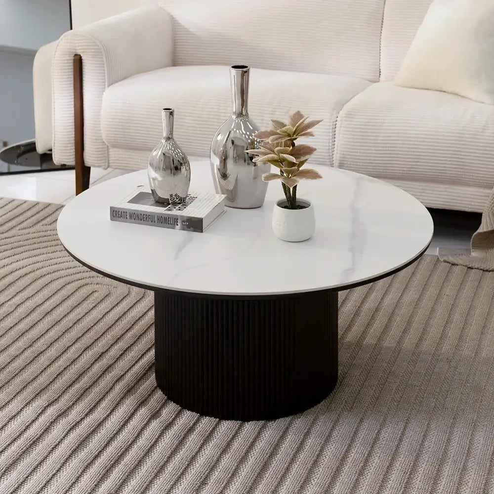 Round Coffee Table – Black & Off White