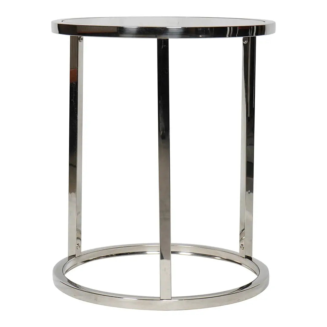 Round Coffee Table made with Tempered Glass And Shiny Stainless Steel Frame-GCC Home Center