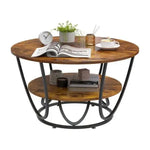 Load image into Gallery viewer, Round Coffee Table with Marble Top Like Finish Stylish 2-Tier Design