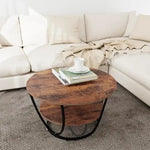 Load image into Gallery viewer, Round Coffee Table with Marble Top Like Finish Stylish 2-Tier Design