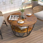 Load image into Gallery viewer, Round Coffee Table with Marble Top Like Finish Stylish 2-Tier Design