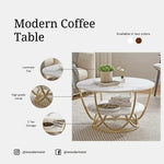 Load image into Gallery viewer, Round Coffee Table with Marble Top Like Finish Stylish 2-Tier Design