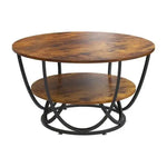 Load image into Gallery viewer, Round Coffee Table with Marble Top Like Finish Stylish 2-Tier Design