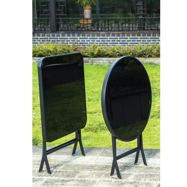 Round Foldable Table with Glass Top
