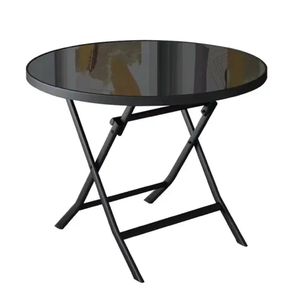 Round Foldable Table with Glass Top
