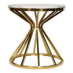 Load image into Gallery viewer, Round marble coffee table with white marble top and gold stainless steel geometric radiating base