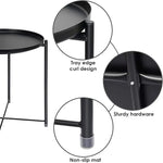 Load image into Gallery viewer, Round Metal Tray Table, Waterproof Folding Side Table for Living Room – 42×42×53cm