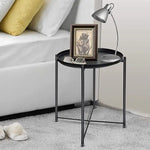 Load image into Gallery viewer, Round Metal Tray Table, Waterproof Folding Side Table for Living Room – 42×42×53cm