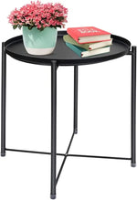 Load image into Gallery viewer, Round Metal Tray Table, Waterproof Folding Side Table for Living Room – 42×42×53cm