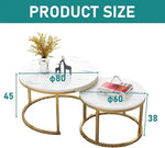 Load image into Gallery viewer, Round Nesting Coffee Table Set of 2 For Living Room - Gold &amp; White-GCC Home Center