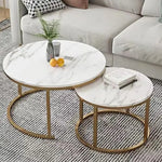 Load image into Gallery viewer, Round Nesting Coffee Table Set of 2 For Living Room - Gold &amp; White-GCC Home Center