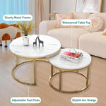 Load image into Gallery viewer, Round Nesting Coffee Table Set of 2 For Living Room - Gold &amp; White-GCC Home Center