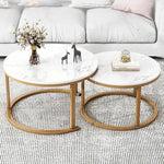 Load image into Gallery viewer, Round Nesting Coffee Table Set of 2 For Living Room - Gold &amp; White-GCC Home Center