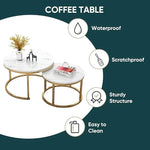 Load image into Gallery viewer, Round Nesting Coffee Table Set of 2 For Living Room - Gold &amp; White-GCC Home Center