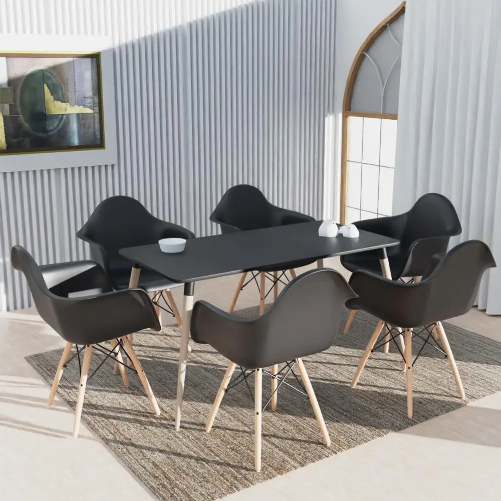 Mahmayi TJ HYT08 60DIA Round Pantry Table - Quad Leg base - Versatile for Home Office, Bistro, Balcony, Lawn, and Breakfast Nook - Fits Any Urban Decor Theme, Sturdy & Easy to Clean- Black(60cm)