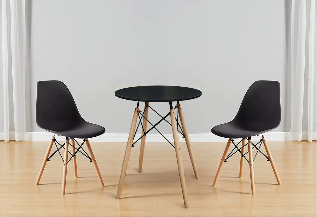 Mahmayi TJ HYT08 60DIA Round Pantry Table - Quad Leg base - Versatile for Home Office, Bistro, Balcony, Lawn, and Breakfast Nook - Fits Any Urban Decor Theme, Sturdy & Easy to Clean- Black(60cm)