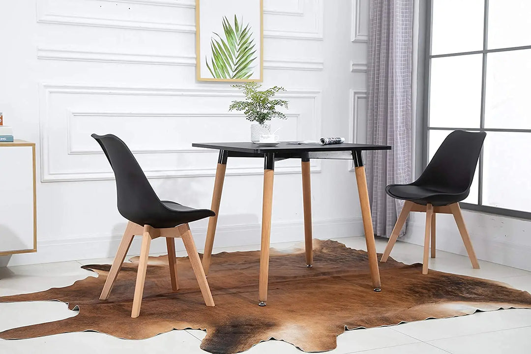 Mahmayi TJ HYT08 60DIA Round Pantry Table - Quad Leg base - Versatile for Home Office, Bistro, Balcony, Lawn, and Breakfast Nook - Fits Any Urban Decor Theme, Sturdy & Easy to Clean- Black(60cm)