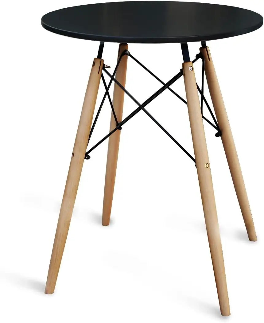 Mahmayi TJ HYT08 60DIA Round Pantry Table - Quad Leg base - Versatile for Home Office, Bistro, Balcony, Lawn, and Breakfast Nook - Fits Any Urban Decor Theme, Sturdy & Easy to Clean- Black(60cm)