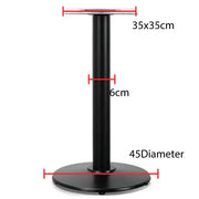 Black metal round restaurant table base with circular 35x35cm top and 45cm diameter base for sturdy support
