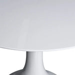 Load image into Gallery viewer, Round shape meeting table with a white glossy finish and a modern pedestal base for office use
